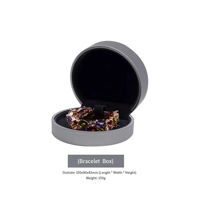 100PCs MOQ Fashion Round Custom Leather Jewelry Boxes
