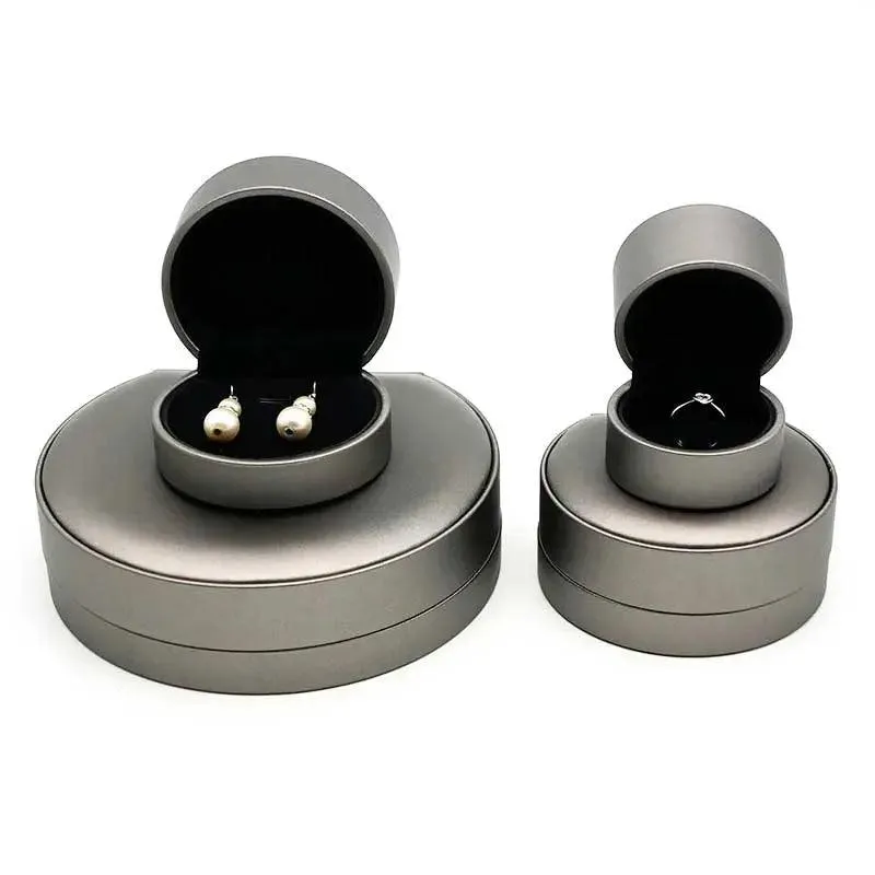 100PCs MOQ Fashion Round Custom Leather Jewelry Boxes