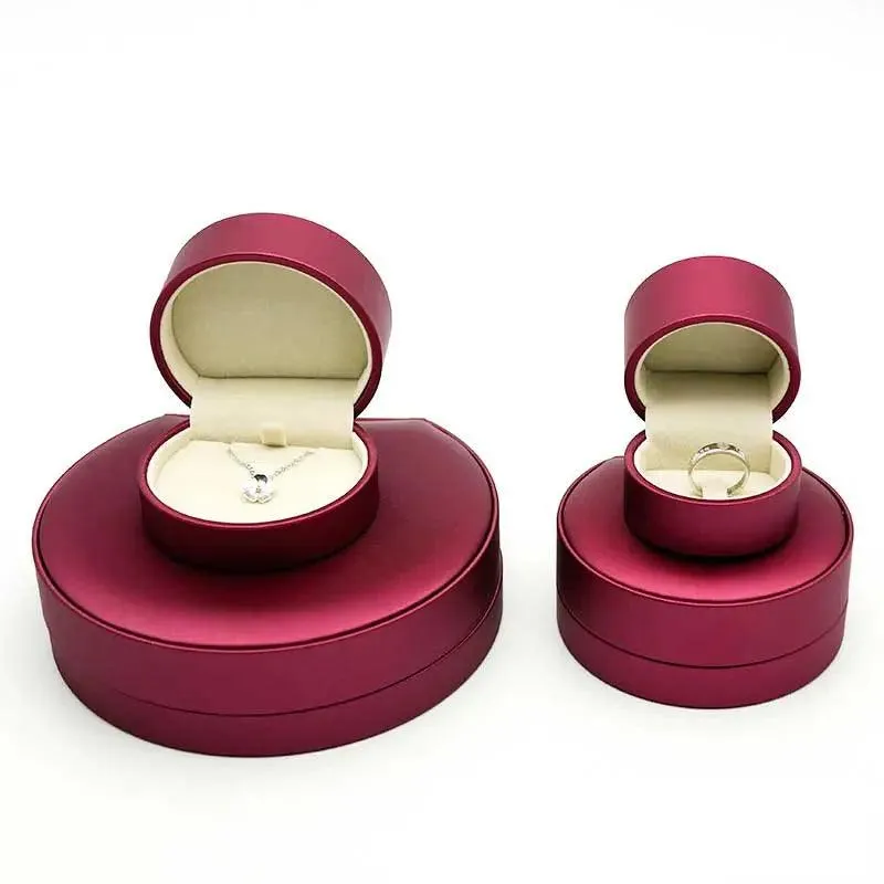 100PCs MOQ Fashion Round Custom Leather Jewelry Boxes