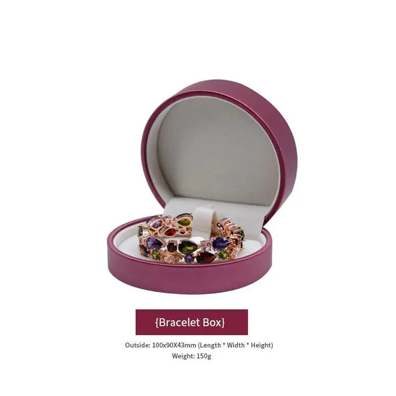 100PCs MOQ Fashion Round Custom Leather Jewelry Boxes