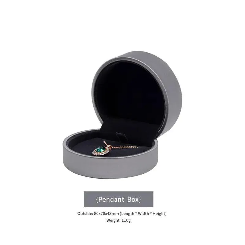 100PCs MOQ Fashion Round Custom Leather Jewelry Boxes