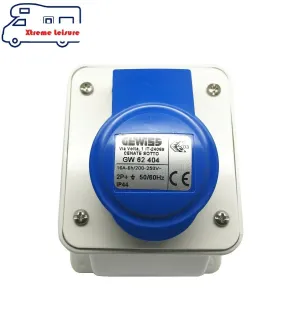 16 Amp Wall Mount Female Hookup Plug Socket 240V Caravan Camping Site 3 Pin