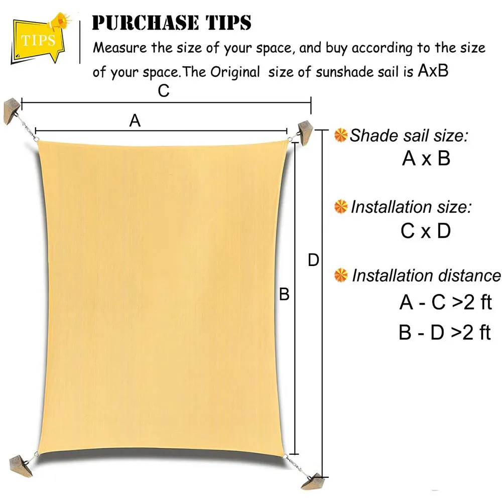 16'x'20' Rectangle Patio Sun Shade Sail (Sand Color)