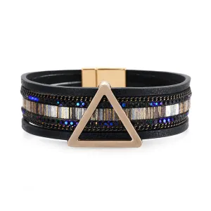 18K Gold-Plated & Black Polystyrene Triangle Layered Bracelet