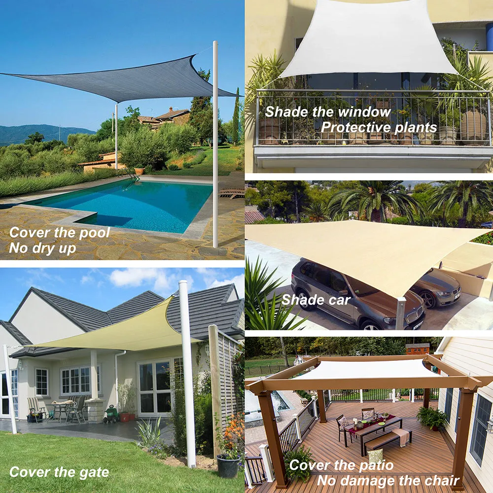 18'x'18' Rectangle Patio Sun Shade Sail (Sand Color)