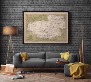 1908 Map Poster of Tibet| Vintage Tibet Map Wall Print