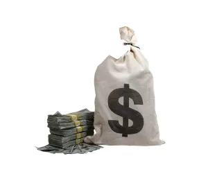 $50,000 Vintage Look Money With Money Bag - Full Print