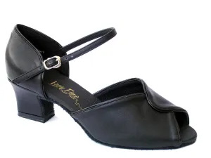 6028 Black Leather & Black Trim & Thick Cuban Heel