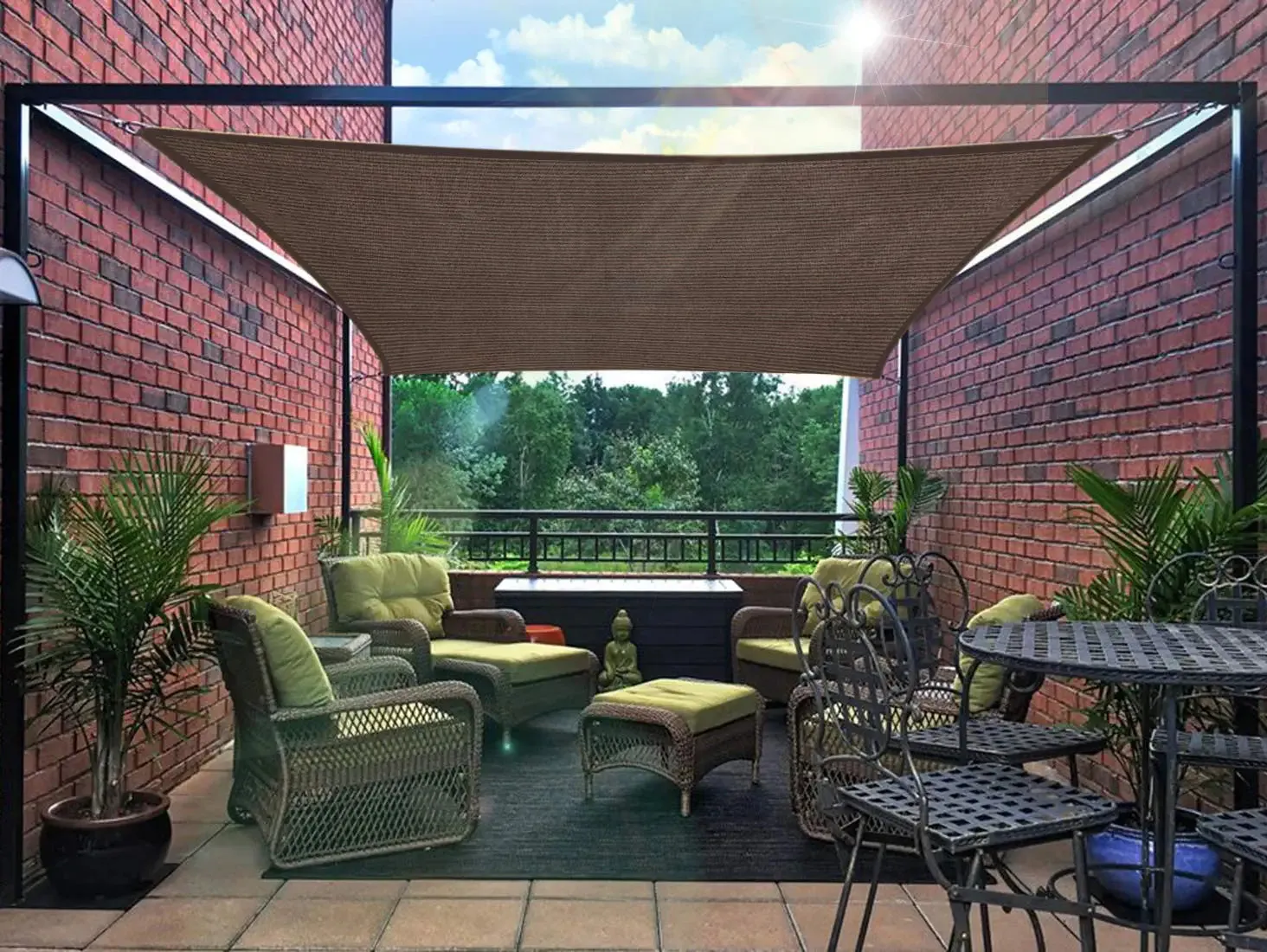 6'x'14' Rectangle Patio Sun Shade Sail（Brown Color)