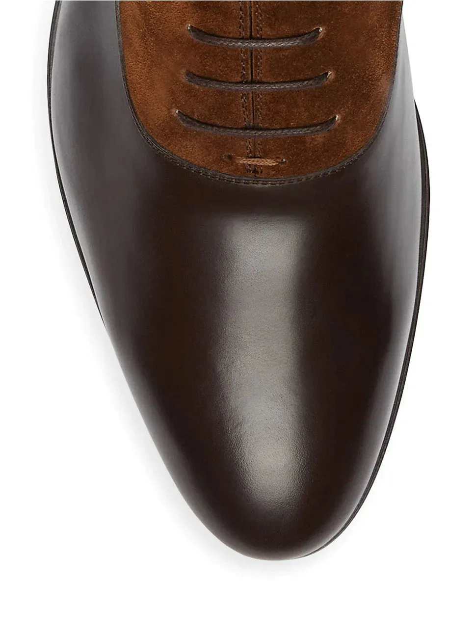 $920 GUCCI - "ADEL" Brown Mixed Leather Suede Logo Heel Oxford - 12US (11.5G)