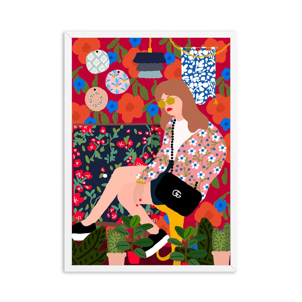 Abstract Girl Hair Flower Fashion Wall Art