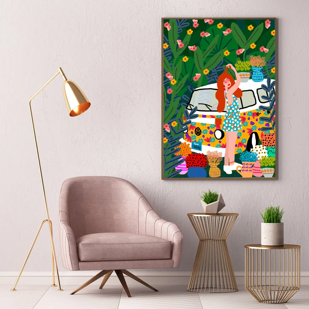Abstract Girl Hair Flower Fashion Wall Art
