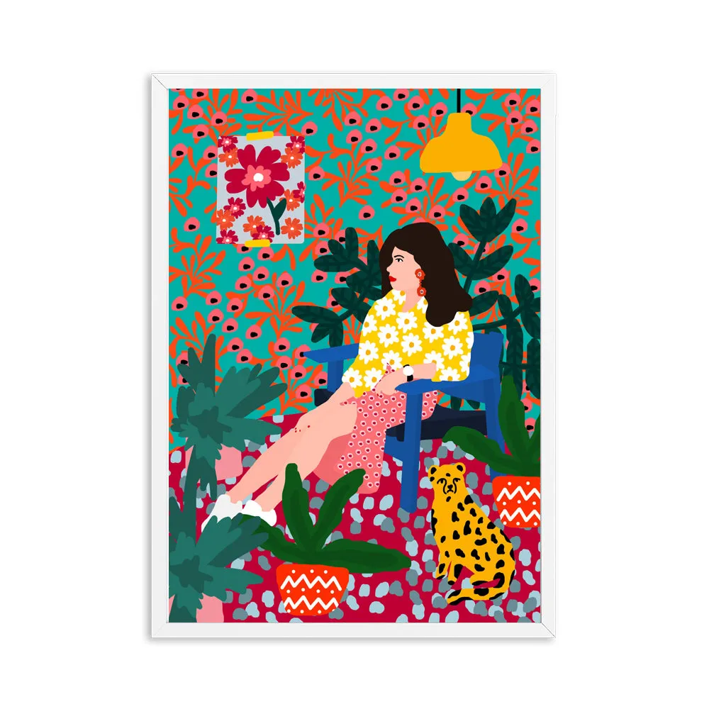 Abstract Girl Hair Flower Fashion Wall Art