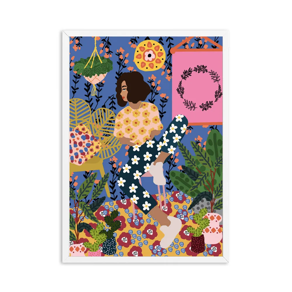 Abstract Girl Hair Flower Fashion Wall Art