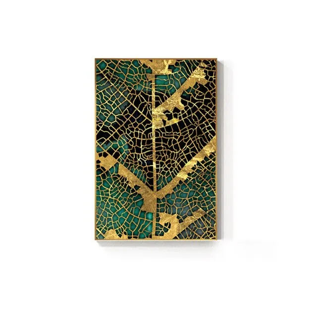 Abstract Golden Leaf Vein Wall Art