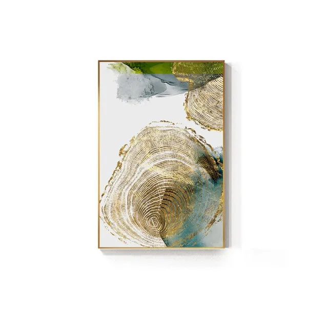 Abstract Golden Leaf Vein Wall Art