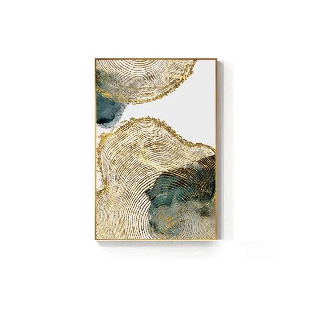 Abstract Golden Leaf Vein Wall Art