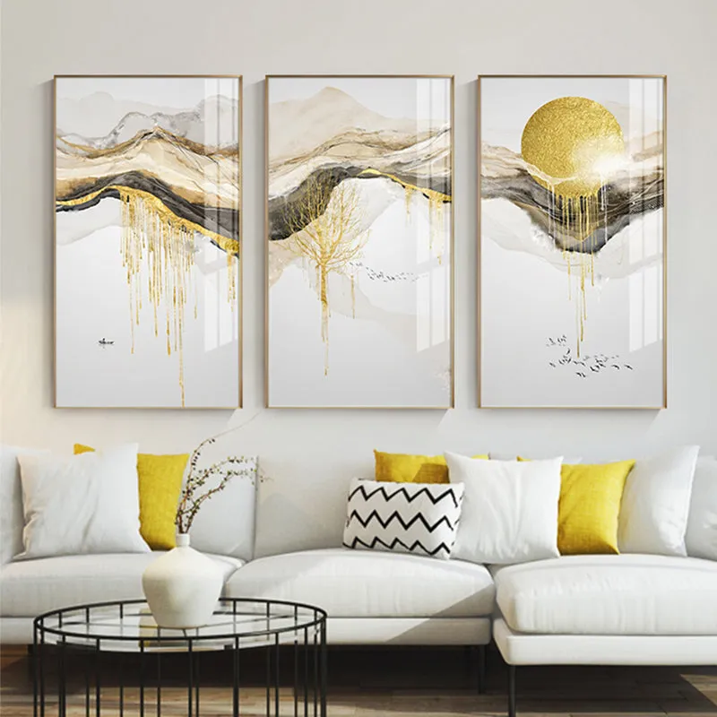 Abstract Golden Sun Canvas
