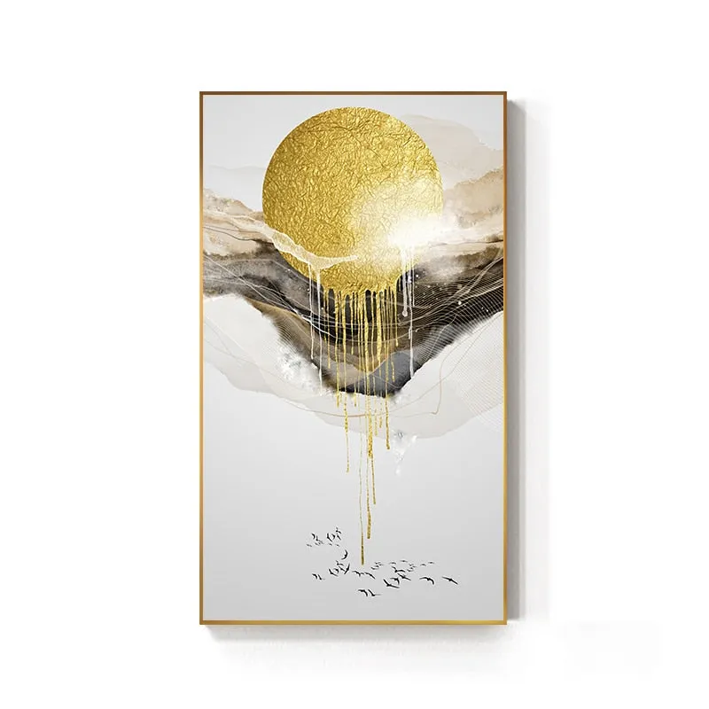 Abstract Golden Sun Canvas