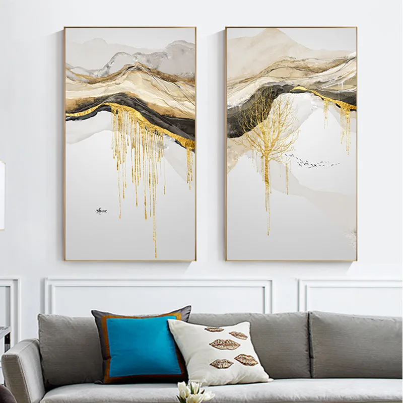 Abstract Golden Sun Canvas