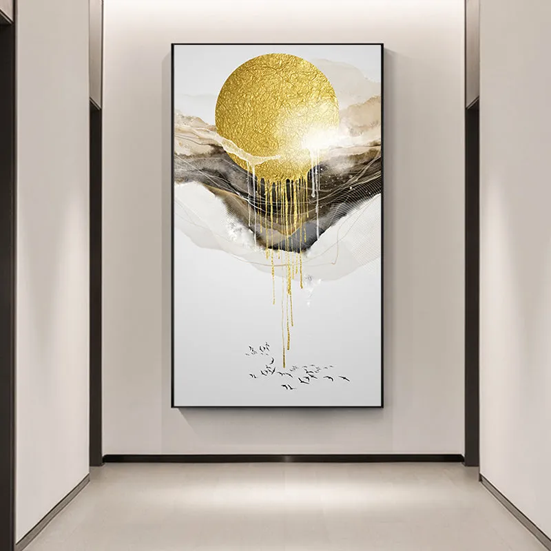Abstract Golden Sun Canvas