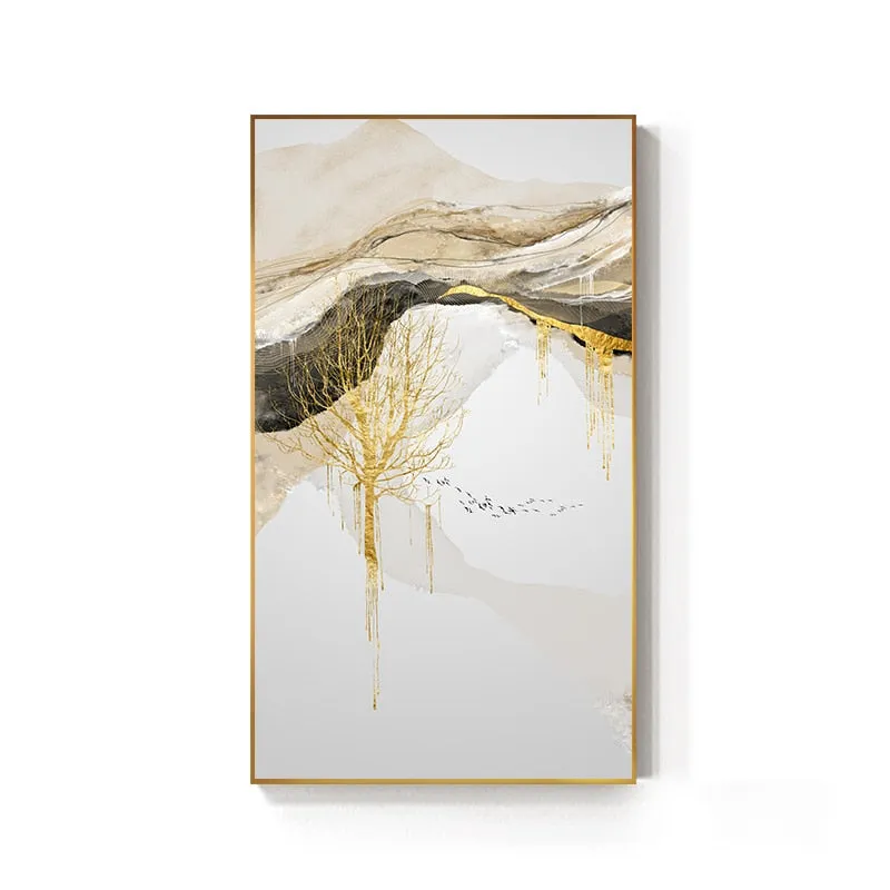Abstract Golden Sun Canvas
