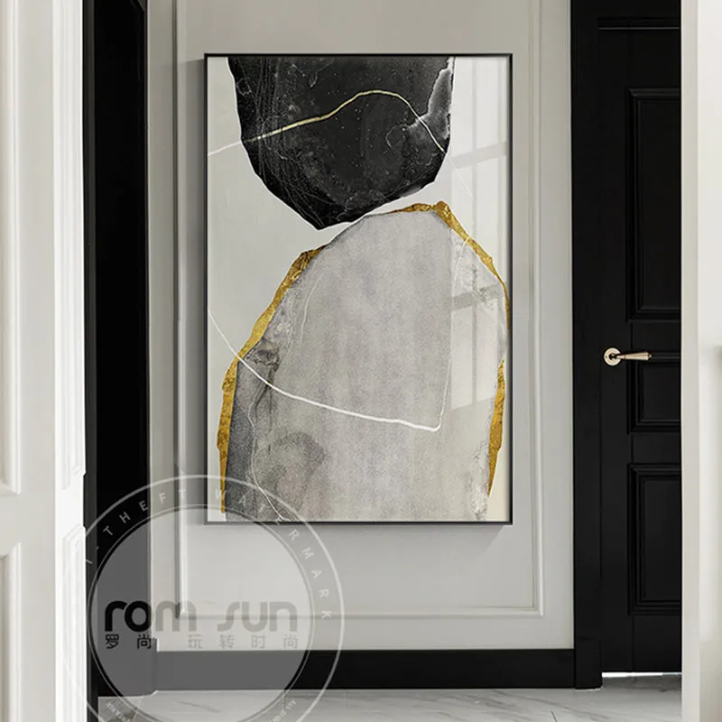 Abstract Yellow And Black Blocks Wall Art