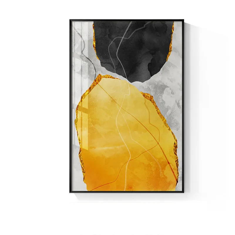 Abstract Yellow And Black Blocks Wall Art