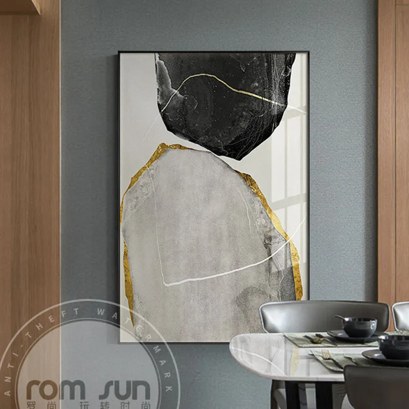 Abstract Yellow And Black Blocks Wall Art