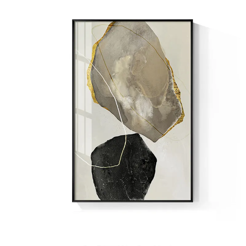 Abstract Yellow And Black Blocks Wall Art