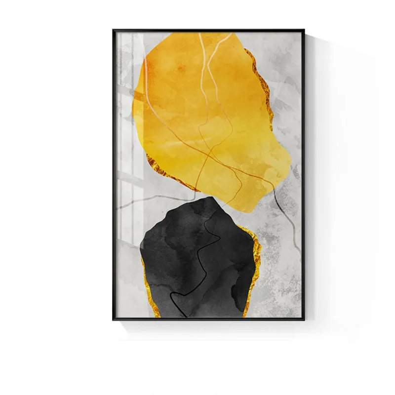 Abstract Yellow And Black Blocks Wall Art
