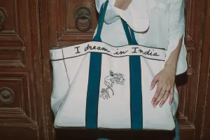 Accessory Bag Tote India Cotton Canvas Blue White AcToBl Fashion Edit Home Lifestyle Artchivesindia