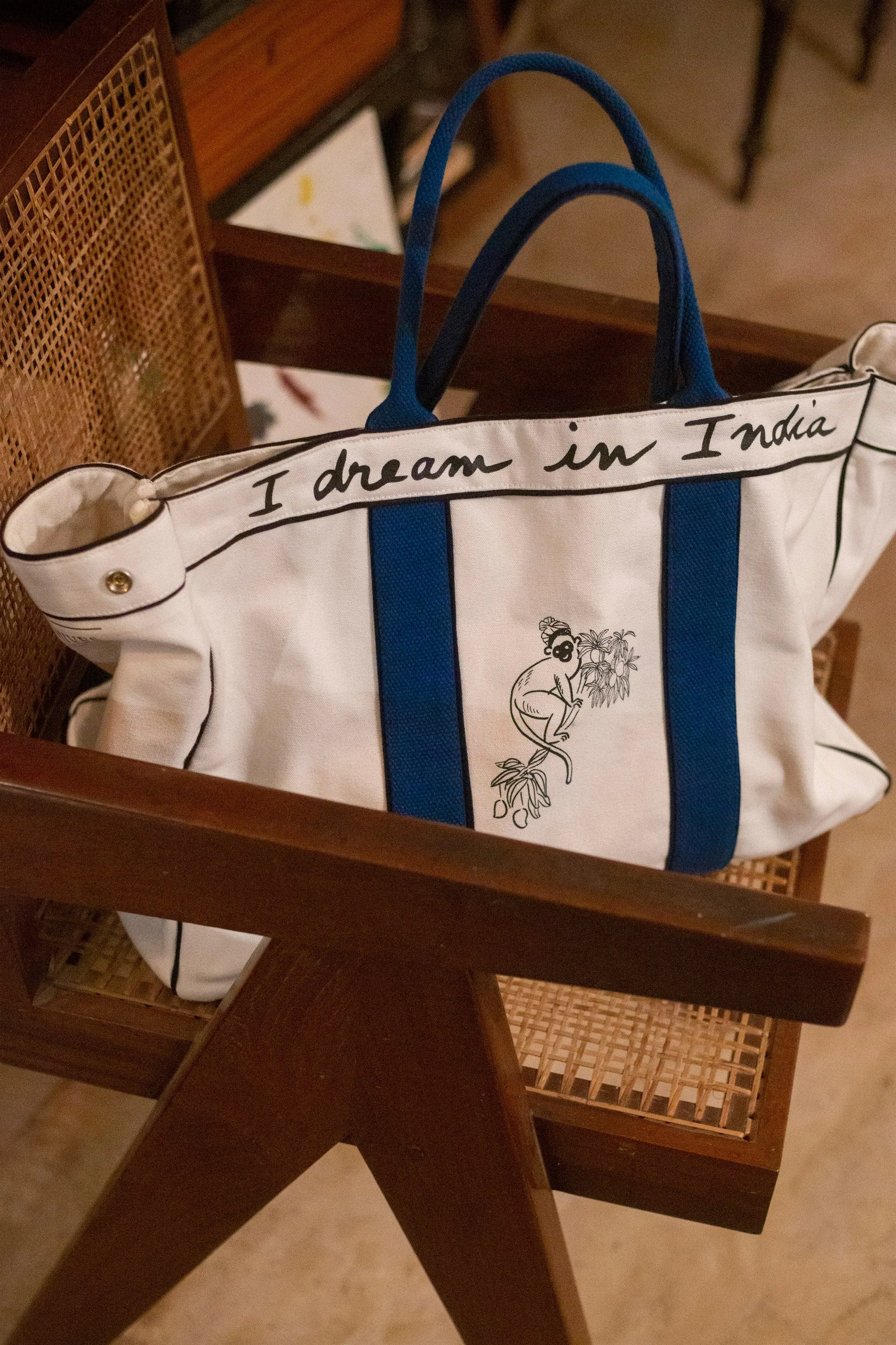 Accessory Bag Tote India Cotton Canvas Blue White AcToBl Fashion Edit Home Lifestyle Artchivesindia