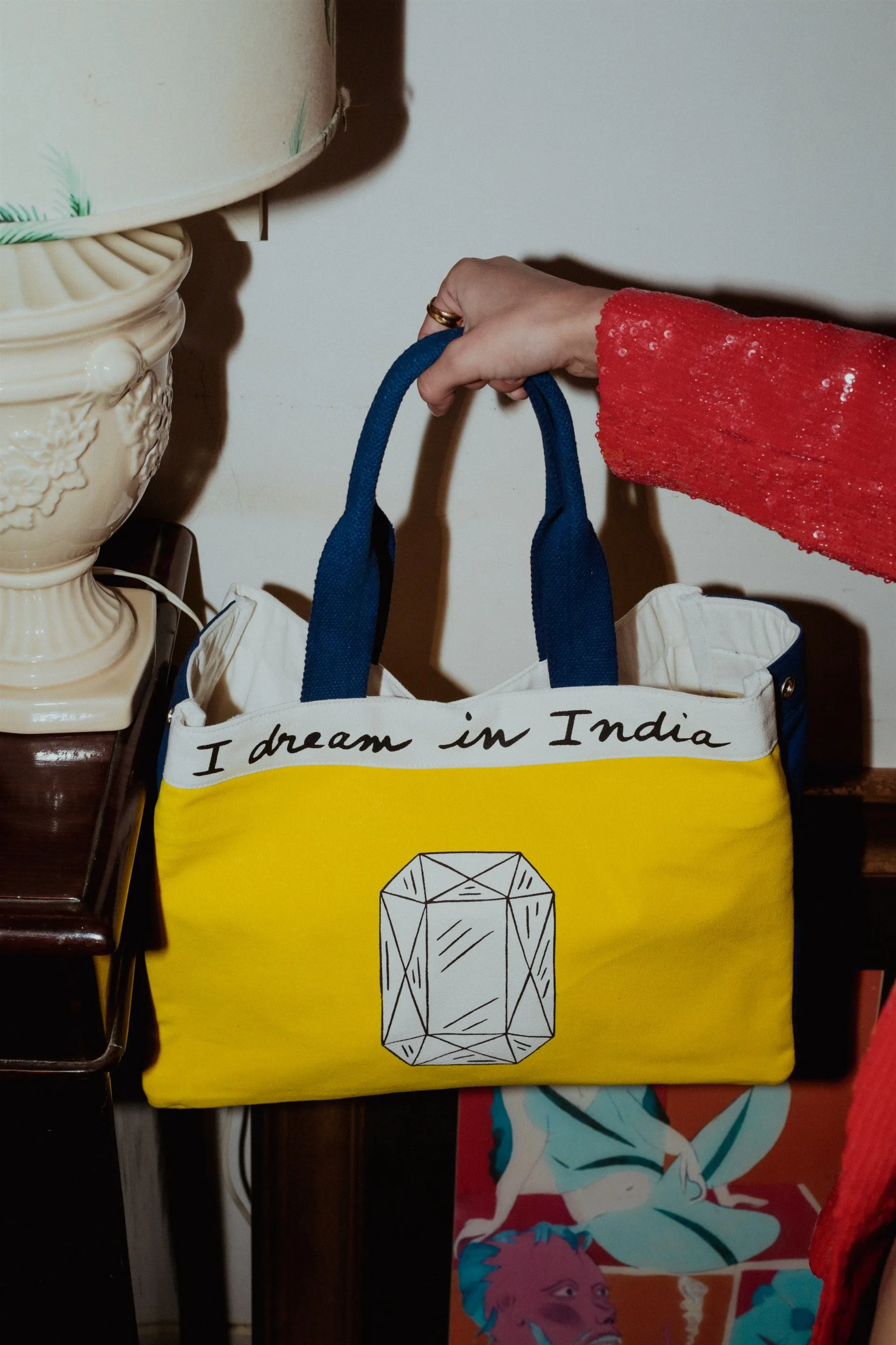 Accessory Bag Tote Jaipur Cotton Canvas Yellow AcYwJt. Fashion Edit Home Lifestyle Artchivesindia