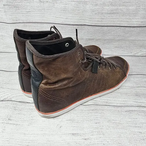 Adidas‎ Men's Hi-Top Brown Leather Fashion Sneaker Size 9.5