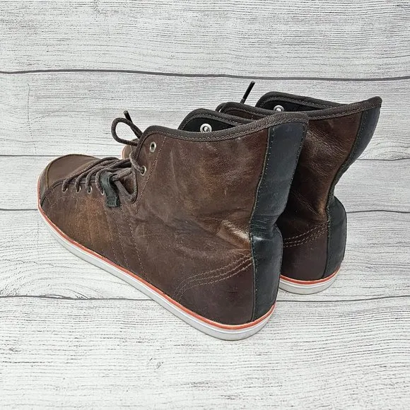 Adidas‎ Men's Hi-Top Brown Leather Fashion Sneaker Size 9.5