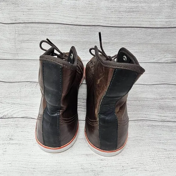 Adidas‎ Men's Hi-Top Brown Leather Fashion Sneaker Size 9.5
