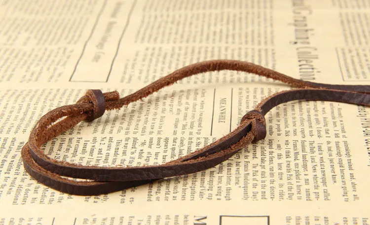 Adjustable Leather Cube Pendant Charm Necklace