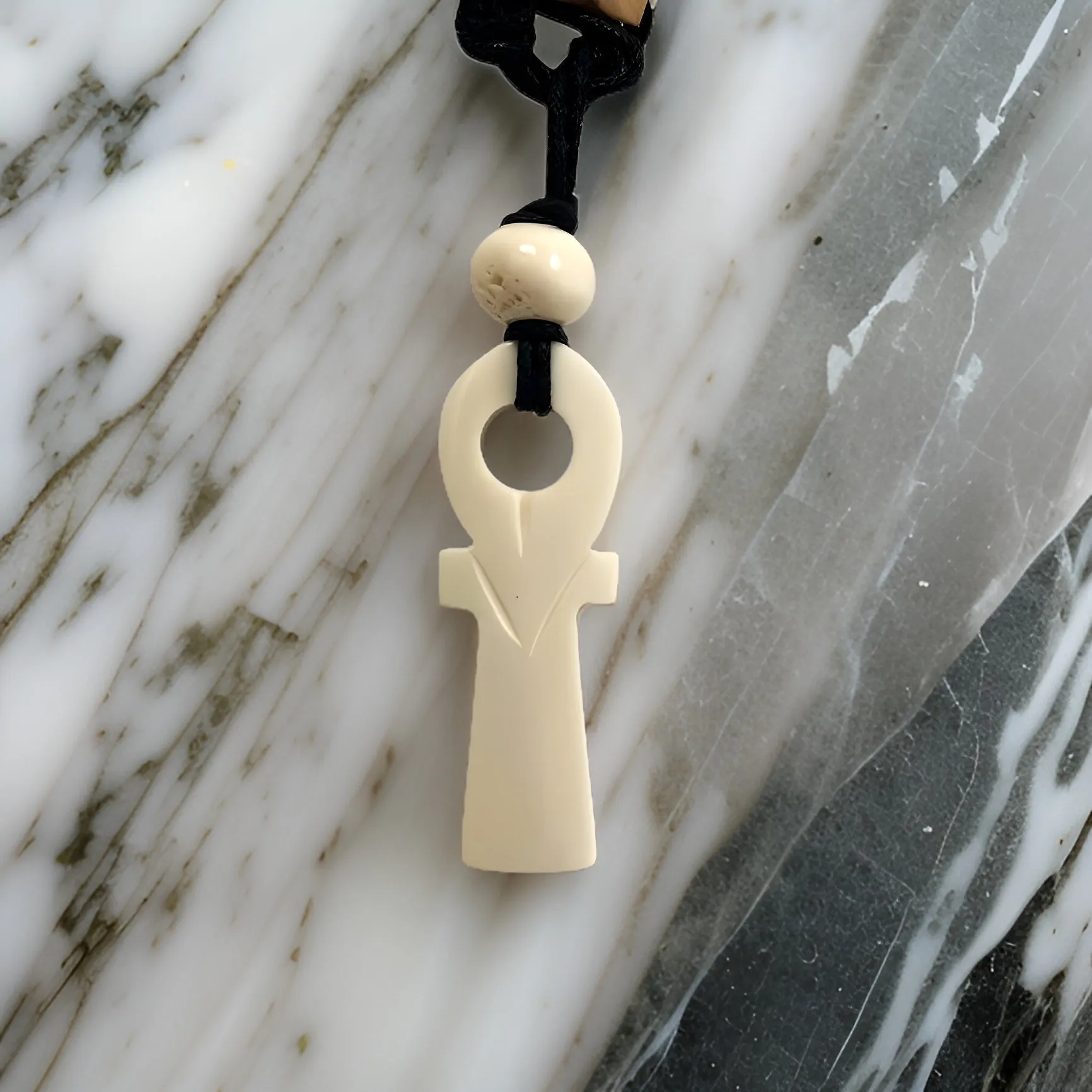 African Ankh Symbol Unisex Bone Necklace