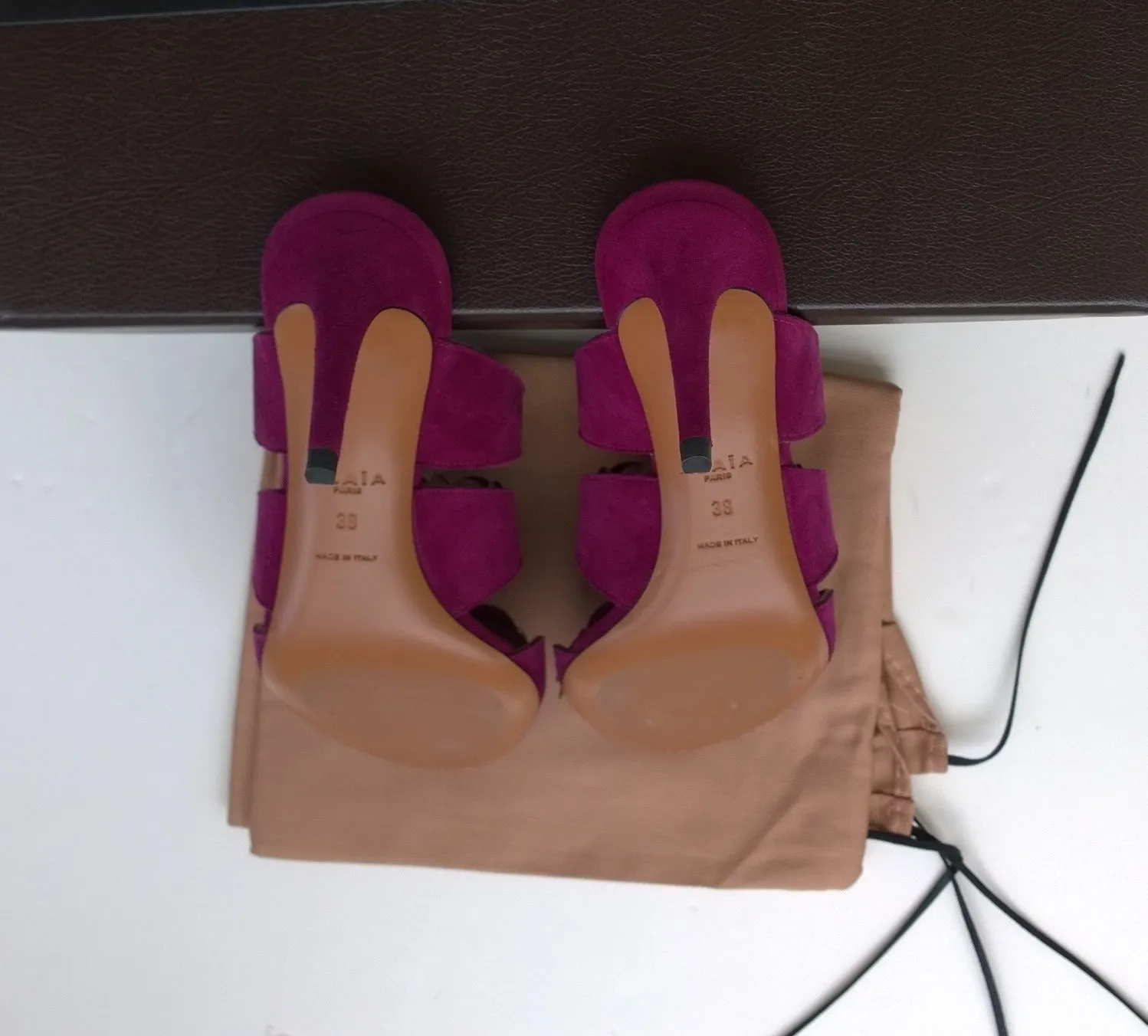 Alaia Bombe Purple Suede 70 Slides Sandals