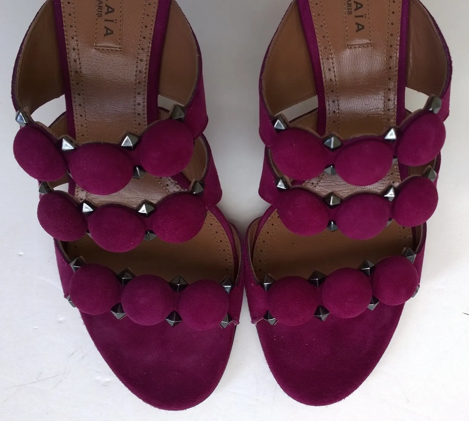 Alaia Bombe Purple Suede 70 Slides Sandals