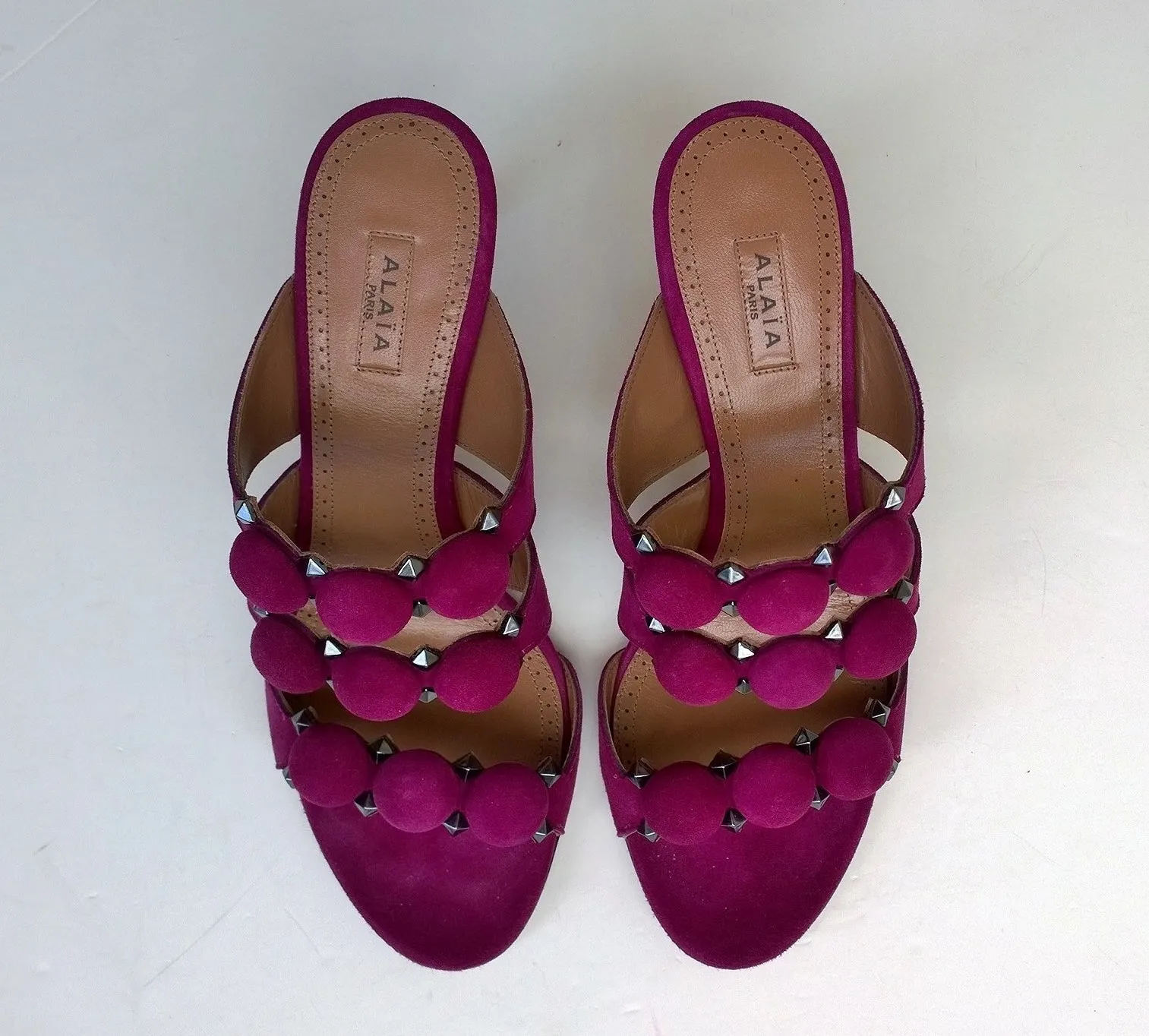 Alaia Bombe Purple Suede 70 Slides Sandals