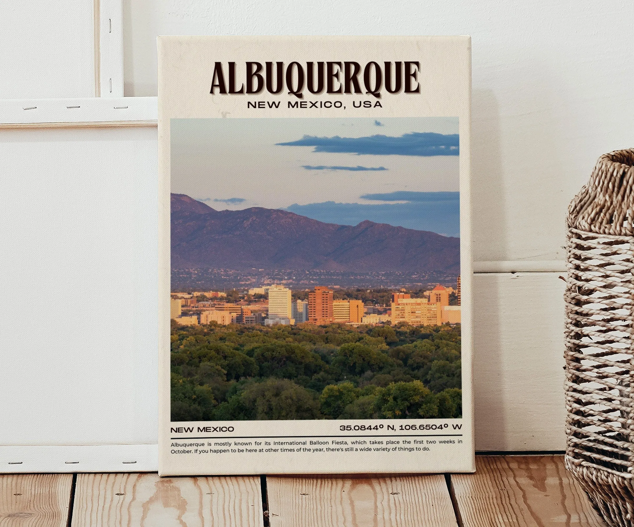 Albuquerque Vintage Wall Art, New Mexico, USA