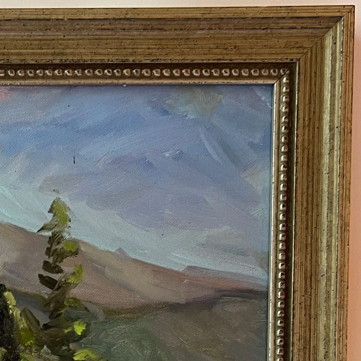 American School Oil on Canvas Painting, Mountain Rural Landscape