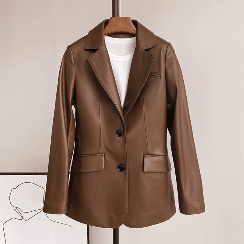 Autumn New Arrivals Women Real Leather Jackets Lady Sheepskin Blazer Classic Black Mid Length CL4023