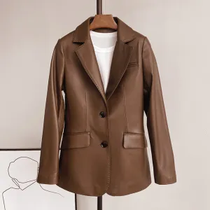 Autumn New Arrivals Women Real Leather Jackets Lady Sheepskin Blazer Classic Black Mid Length CL4023