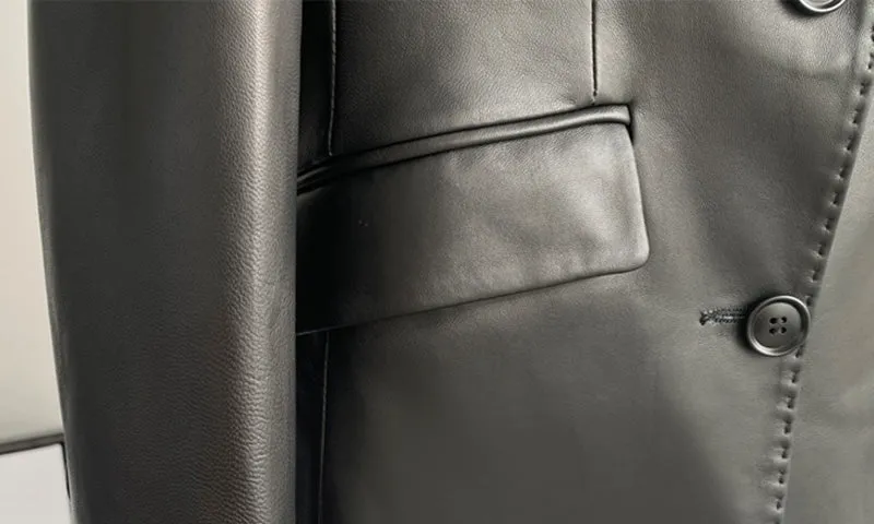 Autumn New Arrivals Women Real Leather Jackets Lady Sheepskin Blazer Classic Black Mid Length CL4023
