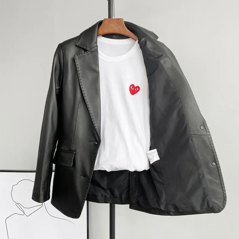 Autumn New Arrivals Women Real Leather Jackets Lady Sheepskin Blazer Classic Black Mid Length CL4023