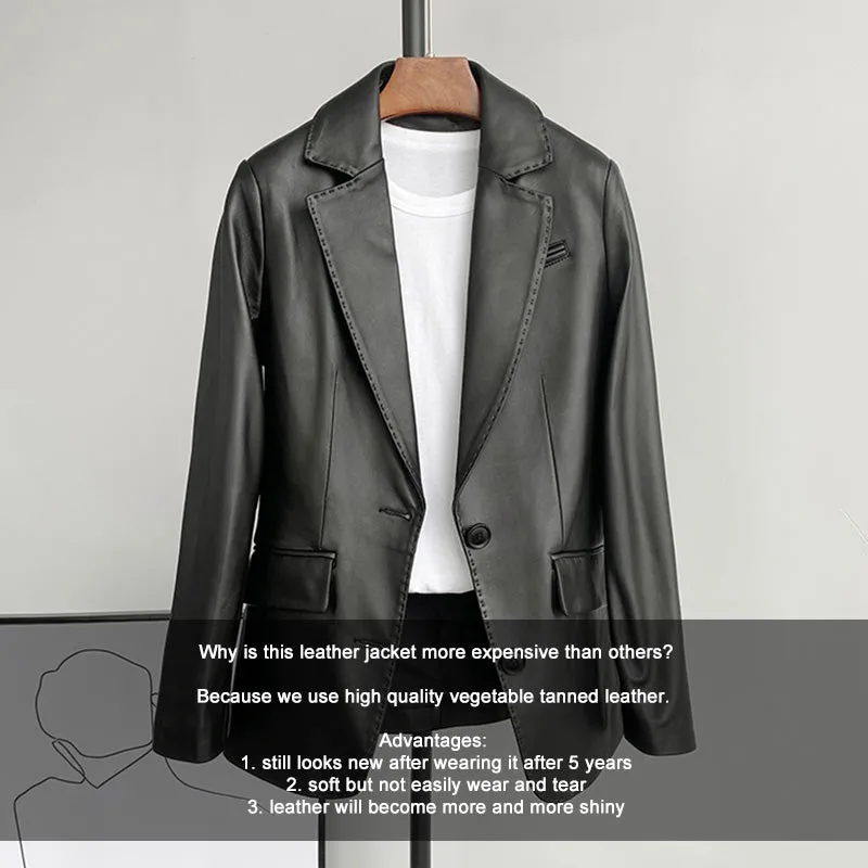 Autumn New Arrivals Women Real Leather Jackets Lady Sheepskin Blazer Classic Black Mid Length CL4023