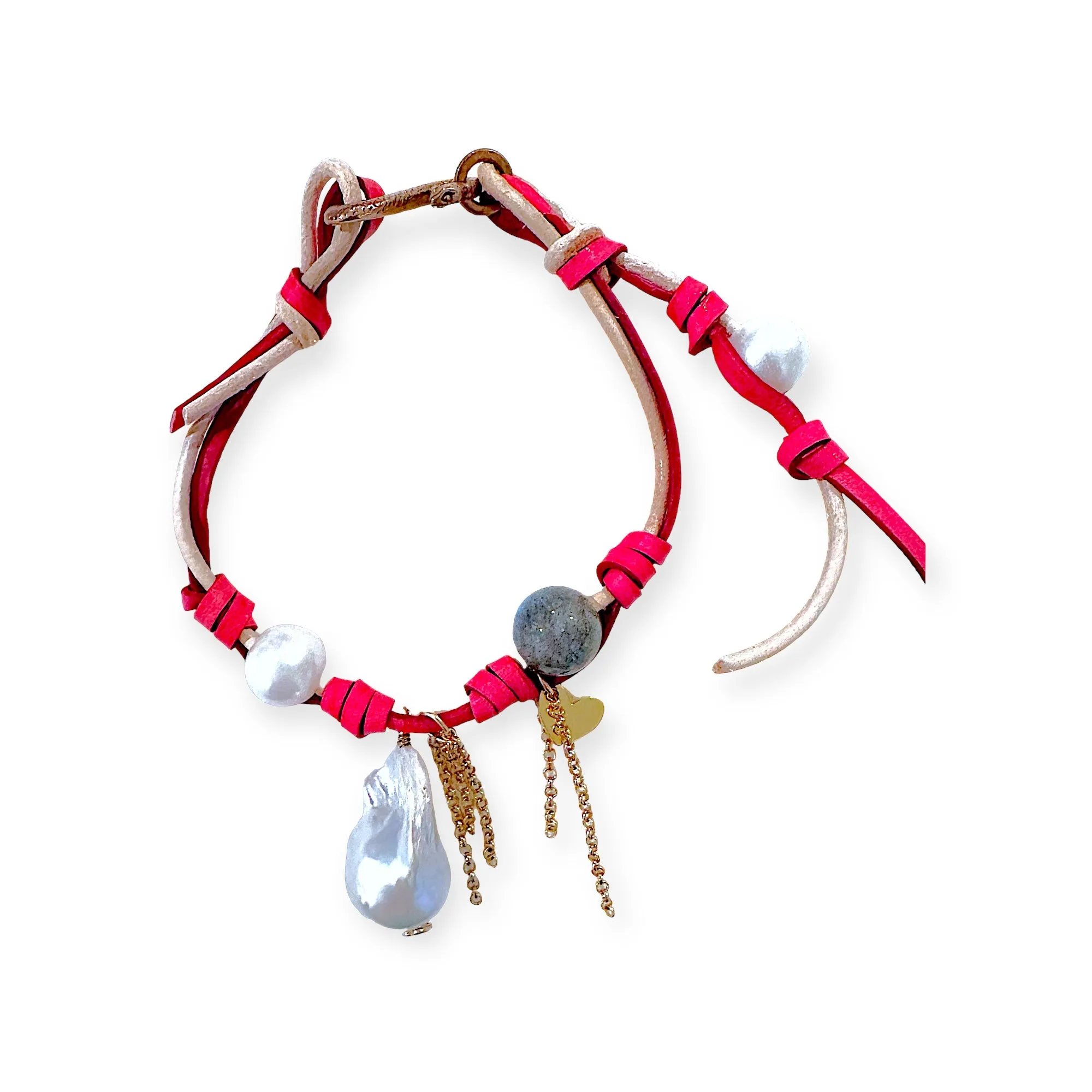 BARBIE DREAM BAROQUE PEARL GOLD HEART AND CHAIN ROCKSTAR ANKLET